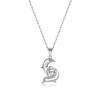 MP0123款S925银镀18K白金心形莫桑钻双海豚项链1.2ct 1