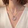 MP0119款S925银镀18K白金圆形双层椭圆环莫桑钻项链0.84ct 4