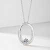 MP0119款S925银镀18K白金圆形双层椭圆环莫桑钻项链0.84ct 2