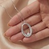 MP0119款S925银镀18K白金圆形双层椭圆环莫桑钻项链0.84ct 3
