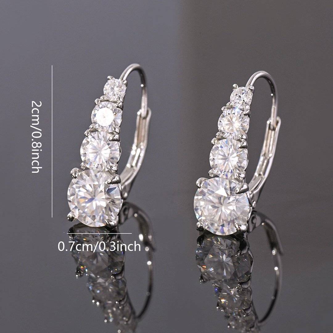 ME0057款S925银镀18K白金星河渐变四钻莫桑钻耳环3.32ct