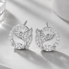 E12529款银镀18K白金马眼形莫桑钻鲸鱼尾耳钉0.35ct 2