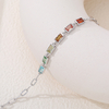 UCB0002-包边长方六宝款镀18K白金培育彩宝Bracelet5*3mmmm/粒 5