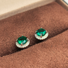 35S S925 silver plated 18White Gold Round cultivated Emerald earrings 0.5ct * 2 3