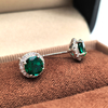 35S S925 silver plated 18White Gold Round cultivated Emerald earrings 0.5ct * 2 5