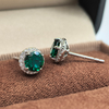 35S S925 silver plated 18White Gold Round cultivated Emerald earrings 0.5ct * 2 6