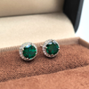 35S S925 silver plated 18White Gold Round cultivated Emerald earrings 0.5ct * 2 4