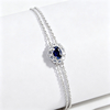 L202601 S925 Silver Plated 18White Gold OvalLAB Gemstone Double Chain Bracelet Main Stone 6 * 4mm 2