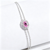 L202601 S925 Silver Plated 18White Gold OvalLAB Gemstone Double Chain Bracelet Main Stone 6 * 4mm 4