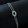 L202601 S925 Silver Plated 18White Gold OvalLAB Gemstone Double Chain Bracelet Main Stone 6 * 4mm 5