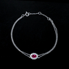 L202601 S925 Silver Plated 18White Gold OvalLAB Gemstone Double Chain Bracelet Main Stone 6 * 4mm 7