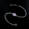 L202601 S925 Silver Plated 18White Gold OvalLAB Gemstone Double Chain Bracelet Main Stone 6 * 4mm 9