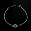 L202601 S925 Silver Plated 18White Gold OvalLAB Gemstone Double Chain Bracelet Main Stone 6 * 4mm 8