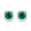 36S S925 silver plated 18White Gold Cushion cultivated Emerald earrings 0.5ct * 2 1