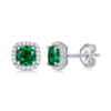36S S925 silver plated 18White Gold Cushion cultivated Emerald earrings 0.5ct * 2 2