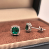 36S S925 silver plated 18White Gold Cushion cultivated Emerald earrings 0.5ct * 2 4