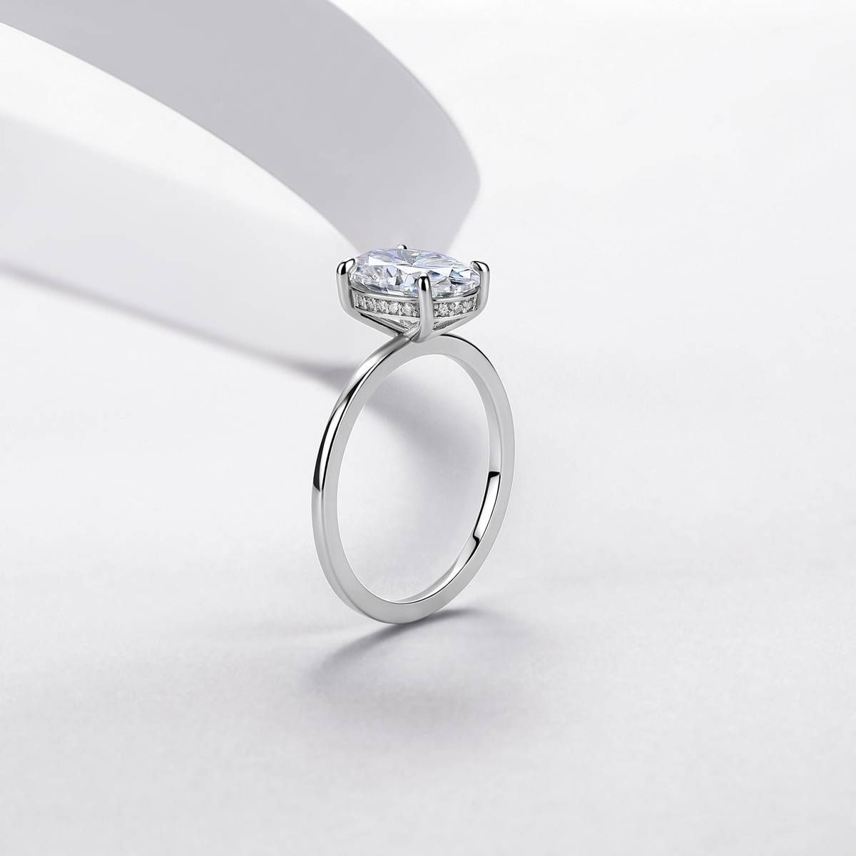 R52535-5ct S925 Silver Plated 18White Gold Oval CutMoissanite Three Piece Bridal Set Main Stone 2.5ct/5.0ct