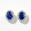 E018302 silver plated 18White Gold OvalLAB Gemstone earring main stone 7 * 5mm 2