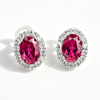 E018302 silver plated 18White Gold OvalLAB Gemstone earring main stone 7 * 5mm 1