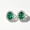 E018302 silver plated 18White Gold OvalLAB Gemstone earring main stone 7 * 5mm 3