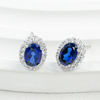 E018302 silver plated 18White Gold OvalLAB Gemstone earring main stone 7 * 5mm 6