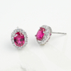 E018302 silver plated 18White Gold OvalLAB Gemstone earring main stone 7 * 5mm 5