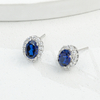 E018302 silver plated 18White Gold OvalLAB Gemstone earring main stone 7 * 5mm 7