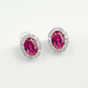 E018302 silver plated 18White Gold OvalLAB Gemstone earring main stone 7 * 5mm 4