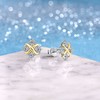 SE0819803款S925银镀双色18K金莫桑钻X款耳钉0.8ct 3