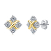 SE0819803款S925银镀双色18K金莫桑钻X款耳钉0.8ct 1