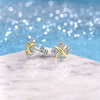 SE0819803款S925银镀双色18K金莫桑钻X款耳钉0.8ct 2