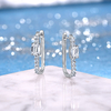 SE0814201款S925银镀18K白金祖母绿切莫桑钻几何形耳环1.0ct*2 4
