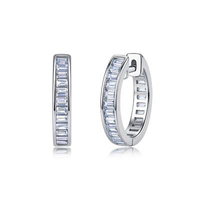 SE0403711款S925银镀18K白金直方莫桑钻满镶耳环2.7ct