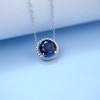 XYPO7款S925银镀18K白金圆形培育彩宝项链主石8mm/2.2ct 4