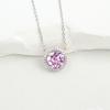 XYPO7款S925银镀18K白金圆形培育彩宝项链主石8mm/2.2ct 2