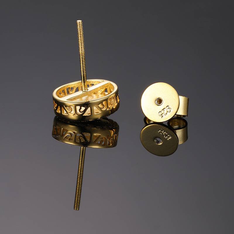 TQE0071 silver plated 18K gold Moissanite Egyptian style hip-hop earrings 0.3ct