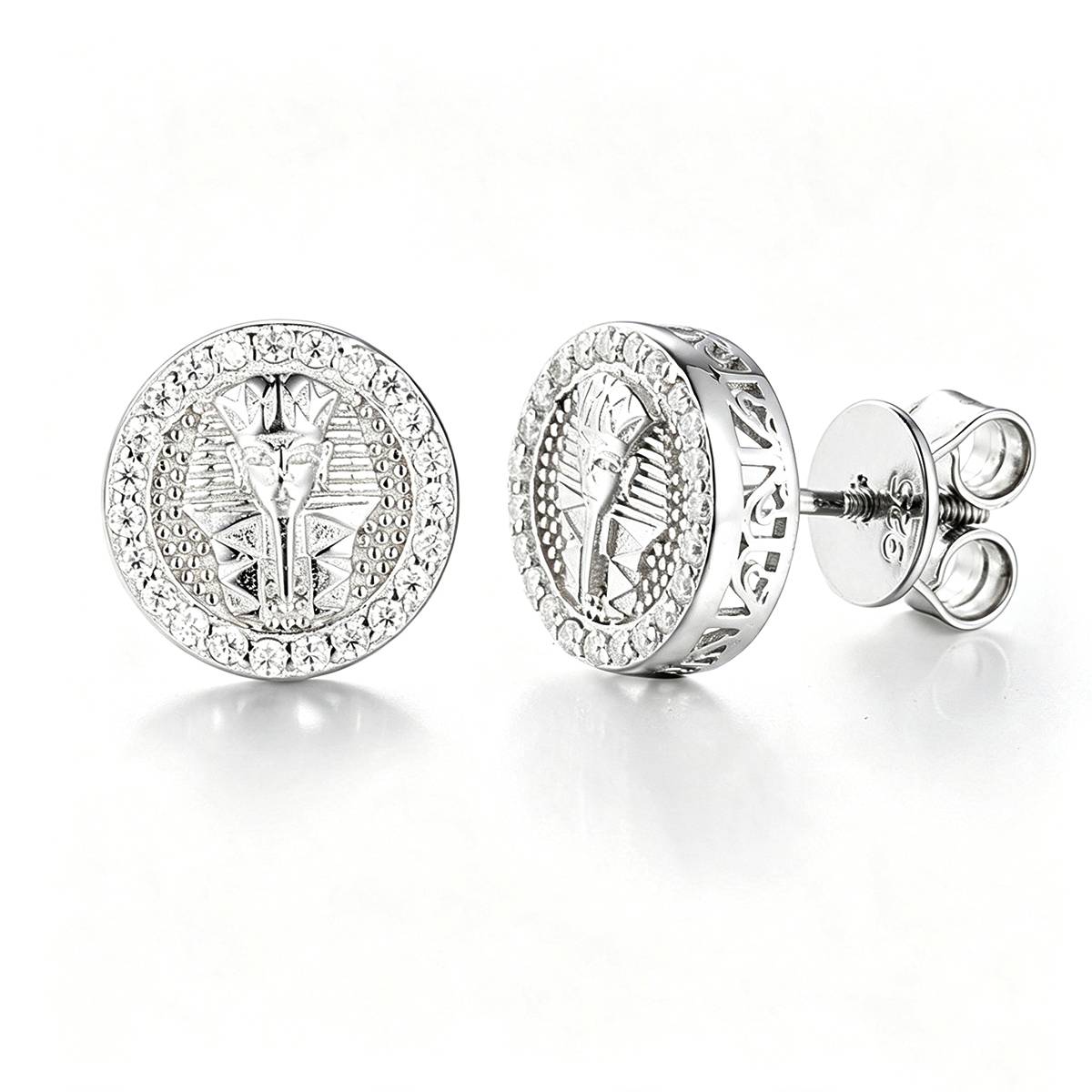 TQE0071 silver plated 18K gold Moissanite Egyptian style hip-hop earrings 0.3ct