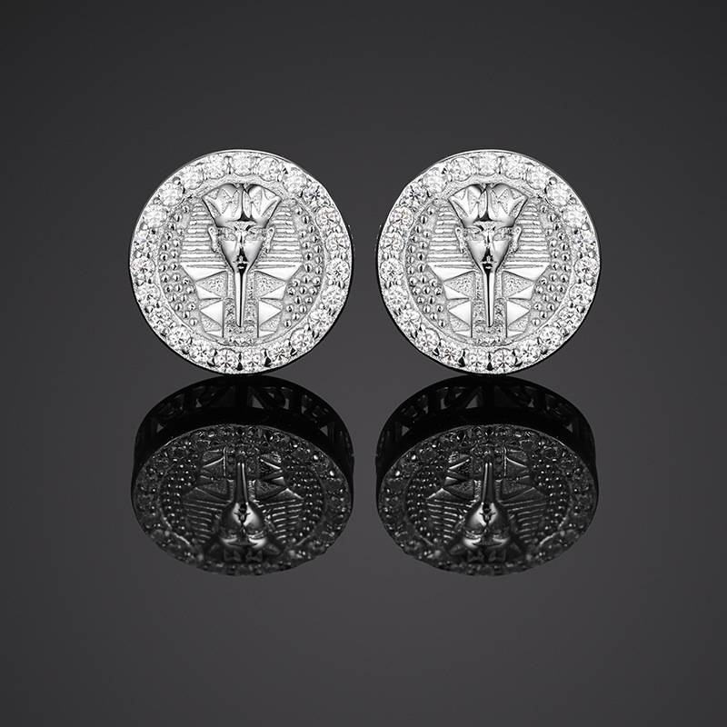 TQE0071 silver plated 18K gold Moissanite Egyptian style hip-hop earrings 0.3ct