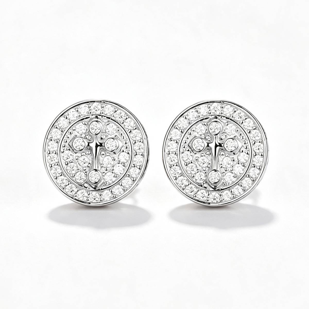 TQE0069 silver plated 18K gold Moissanite cross style hip-hop earrings 0.52ct