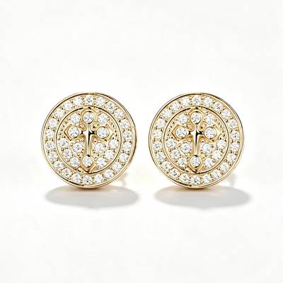 TQE0069 silver plated 18K gold Moissanite cross style hip-hop earrings 0.52ct