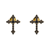 TQE0235 silver plated 18K gold Moissanite cross hip hop earrings 0.36ct 1