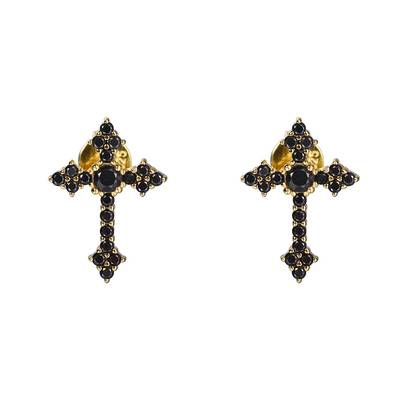 TQE0235 silver plated 18K gold Moissanite cross hip hop earrings 0.36ct