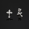 TQE0235 silver plated 18K gold Moissanite cross hip hop earrings 0.36ct 3