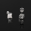 TQE0588 silver plated 18K gold personalized flower Moissanite hip-hop earrings 0.8ct * 2 3