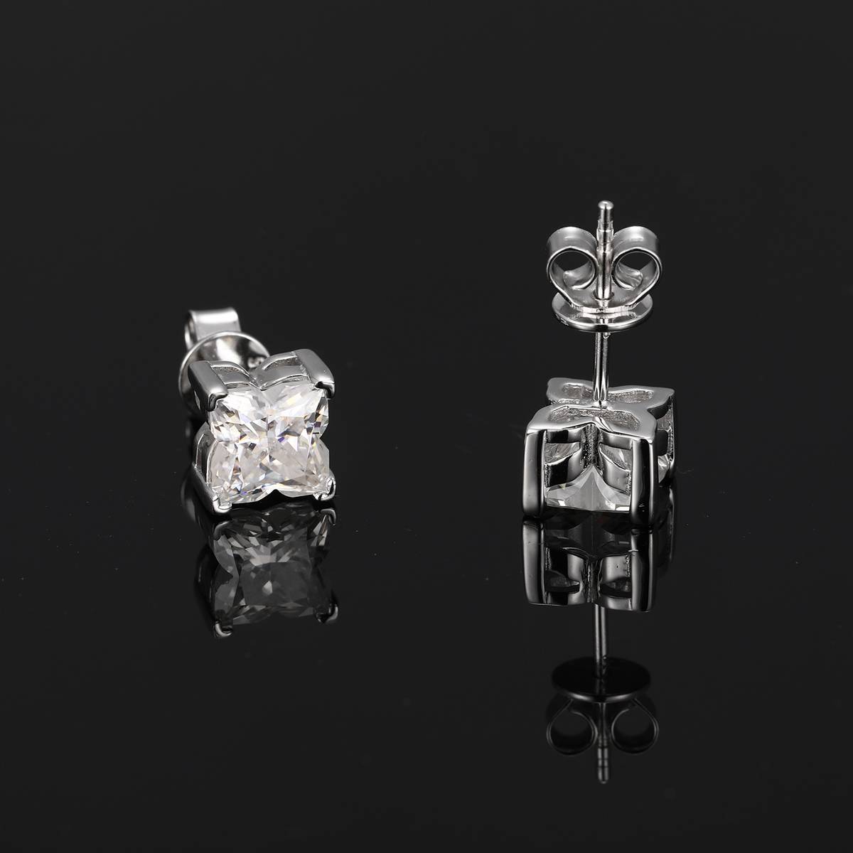 TQE0588 silver plated 18K gold personalized flower Moissanite hip-hop earrings 0.8ct * 2