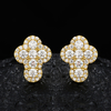 TQE0236 silver plated 18K gold full set Moissanite cross style hip-hop earrings 1.17ct 3