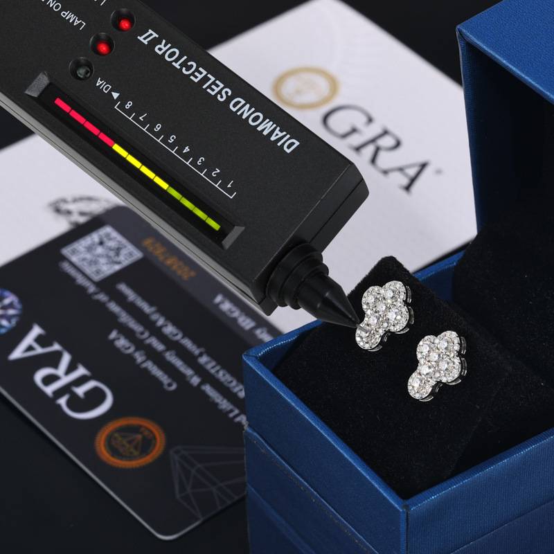 TQE0236 silver plated 18K gold full set Moissanite cross style hip-hop earrings 1.17ct