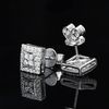 TQE0237 silver plated 18K gold full set Moissanite square hip-hop earrings 0.52ct 3