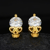 TQE0238 Silver Plated 18K Gold Round CutMoissanite Skull Hip Hop Earrings 2.0ct 4