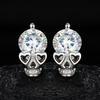TQE0238 Silver Plated 18K Gold Round CutMoissanite Skull Hip Hop Earrings 2.0ct 3